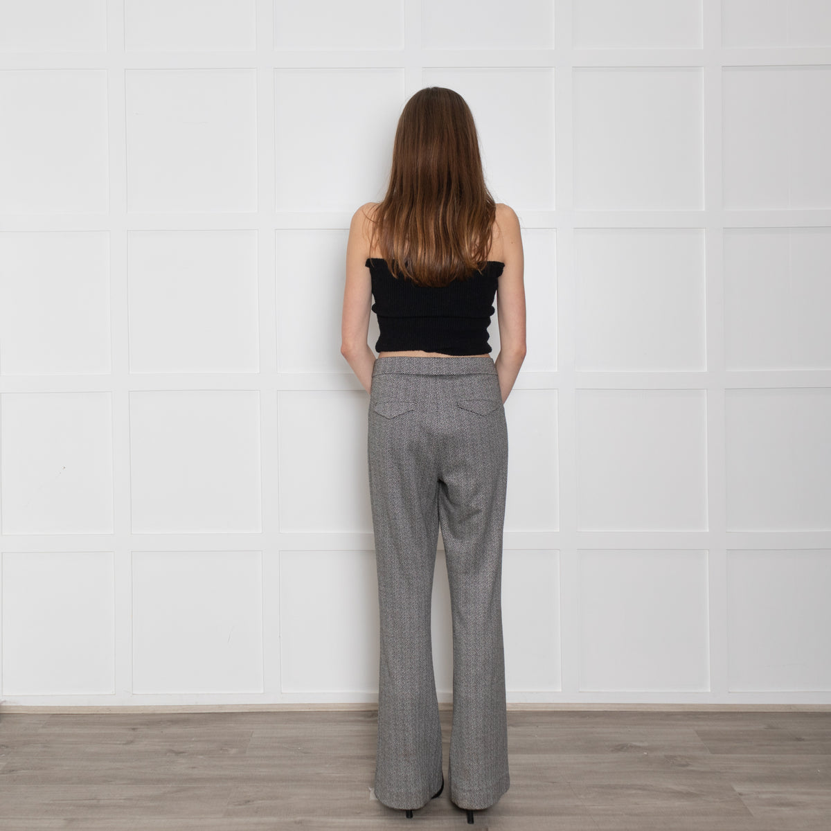 Luisa Cerano Black And White Chevron Tweed Trousers