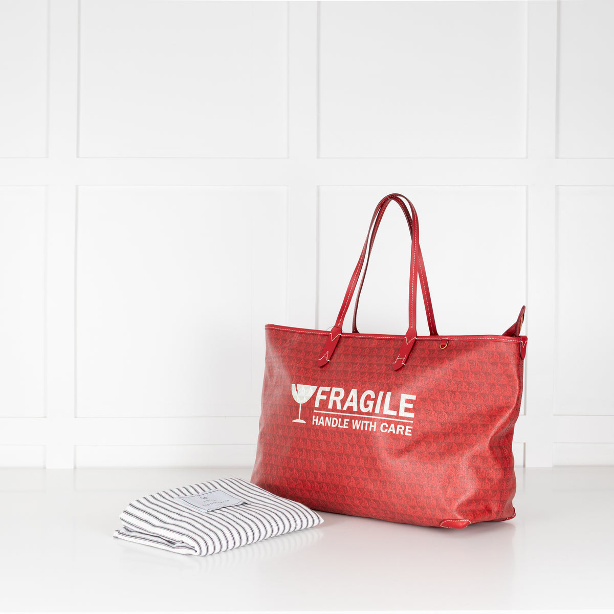 Anya Hindmarch Red Fragile Handle With Care Plastic Bag