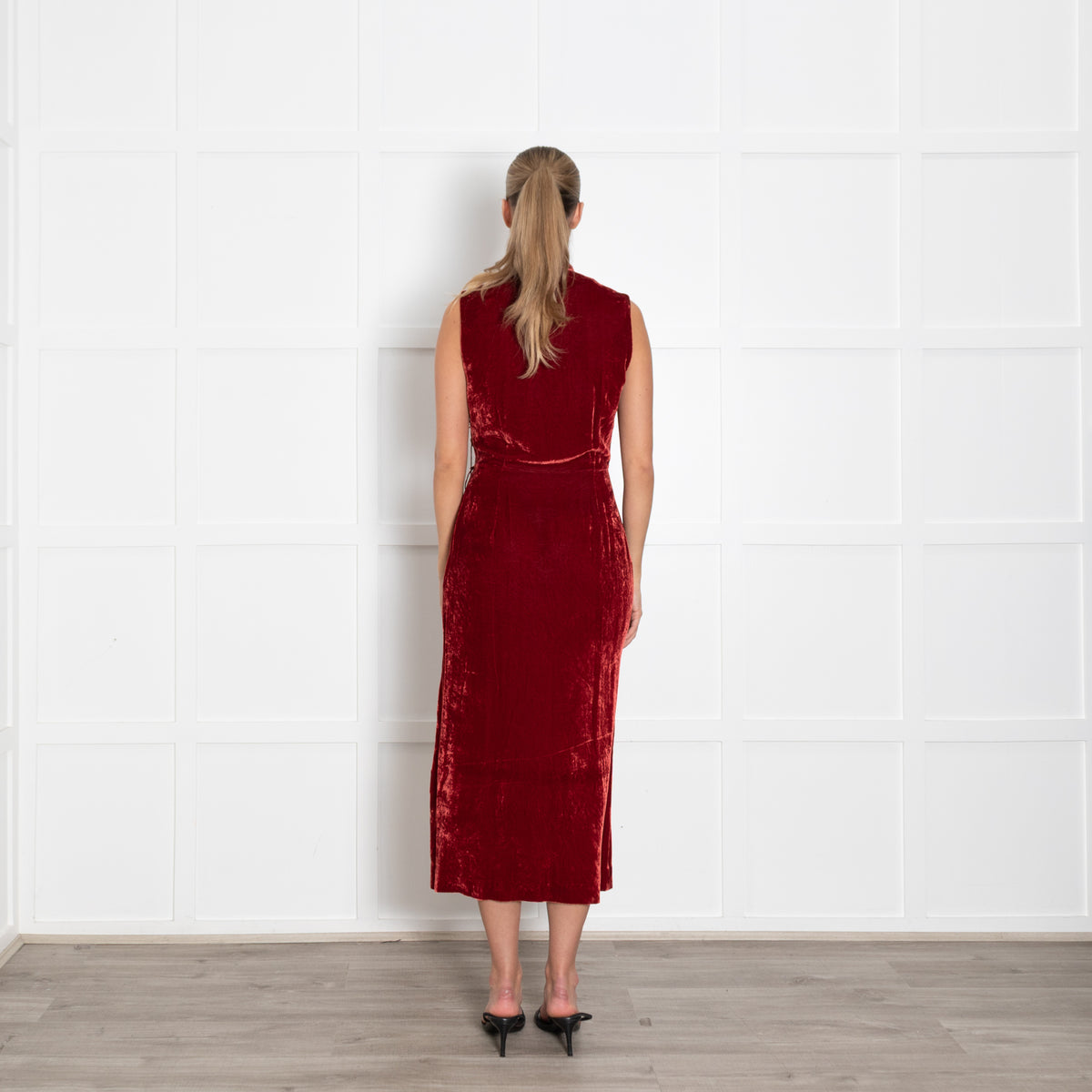 Usisi Sister Burnt Orange Crushed Velvet Jana Dress