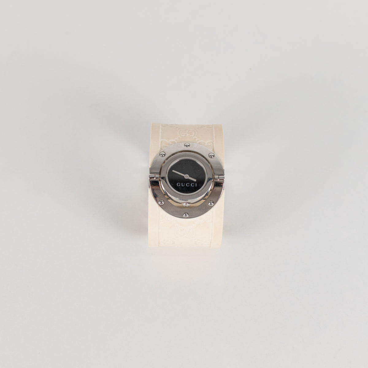 Gucci White Rubber Twirl Stainless Steel Watch