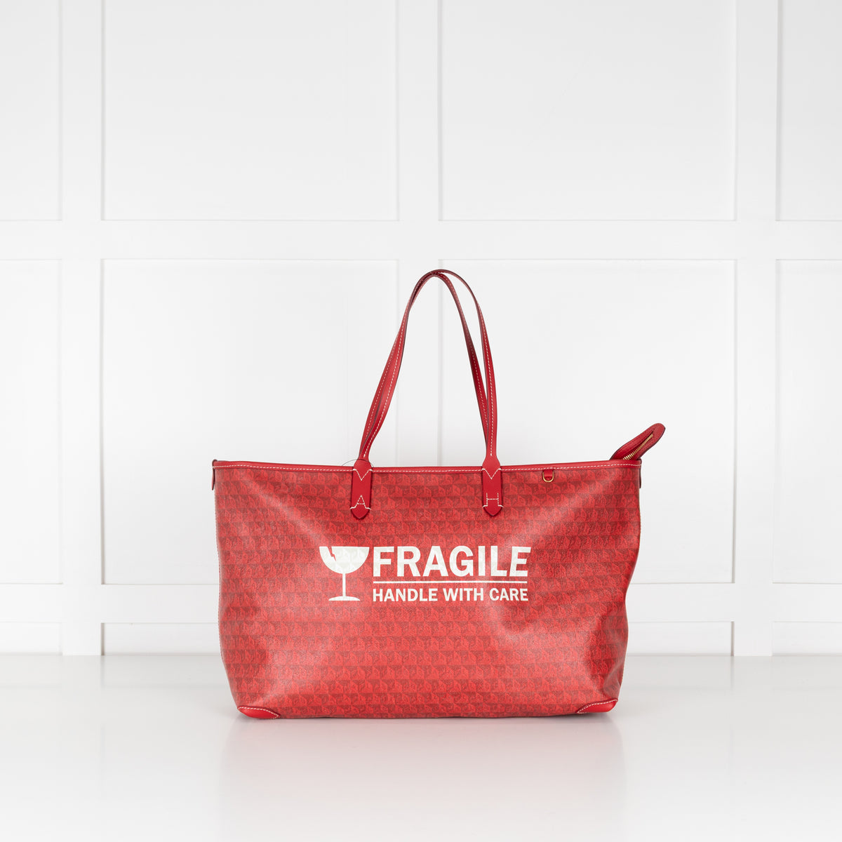 Anya Hindmarch Red Fragile Handle With Care Plastic Bag