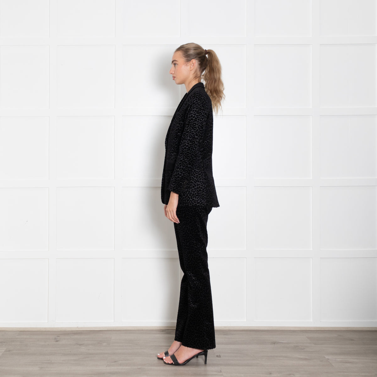 The Kooples Black On Black Animal Print Devore Blazer Jacket