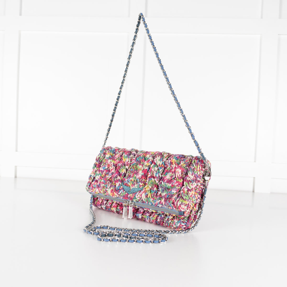 Zadig & Voltaire Preloved Rock Knitted Mix Clutch With Detachable Chain Strap