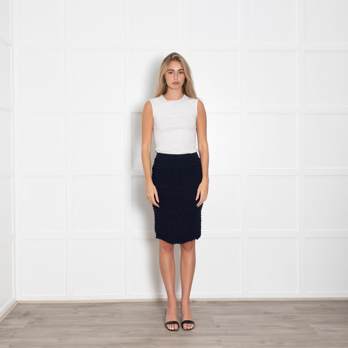 Jonathan Simkhai Navy Stretch Knit Skirt