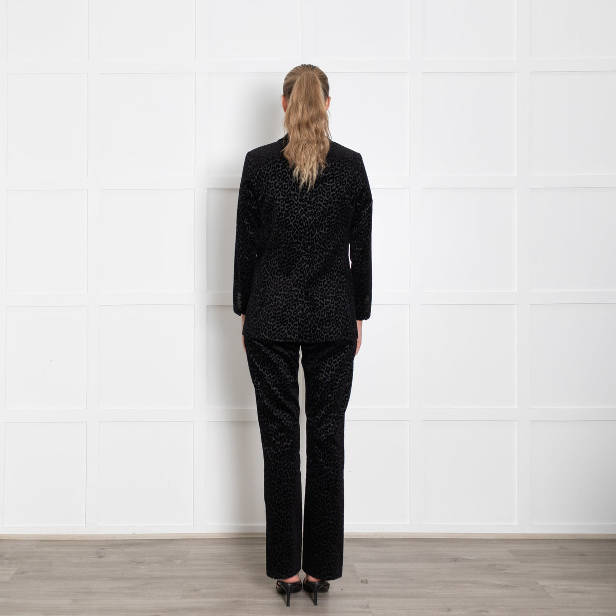 The Kooples Black On Black Animal Print Devore Blazer Jacket