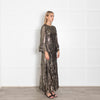 Queens of Archive Black  and Gold Tiered Maxi Dress