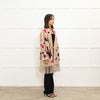 Otto D'Ame Beige With Pink Pattern And Fringed Hem Knit Coat