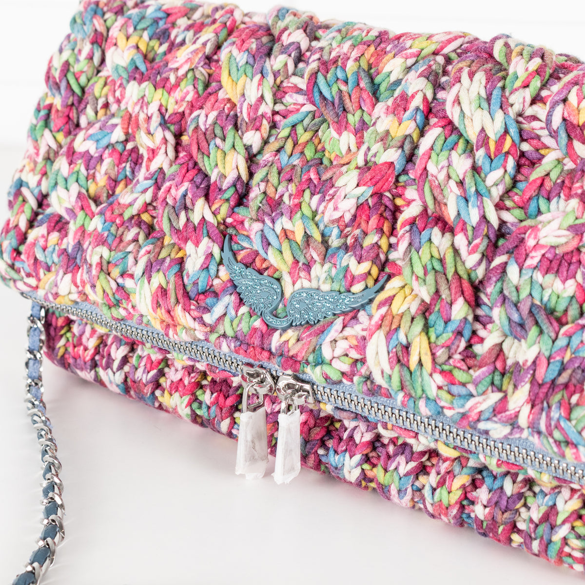 Zadig & Voltaire Preloved Rock Knitted Mix Clutch With Detachable Chain Strap