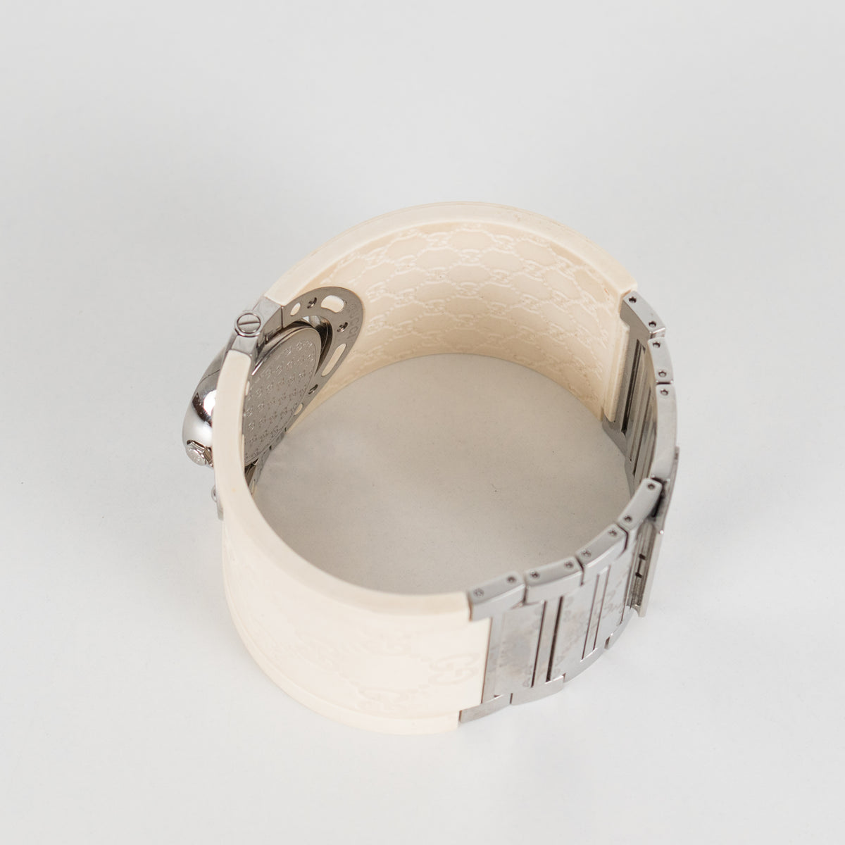 Gucci White Rubber Twirl Stainless Steel Watch