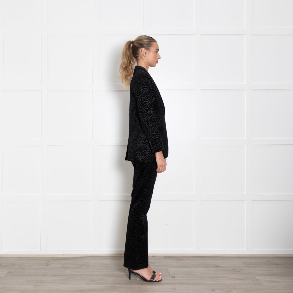 The Kooples Black On Black Animal Print Devore Blazer Jacket
