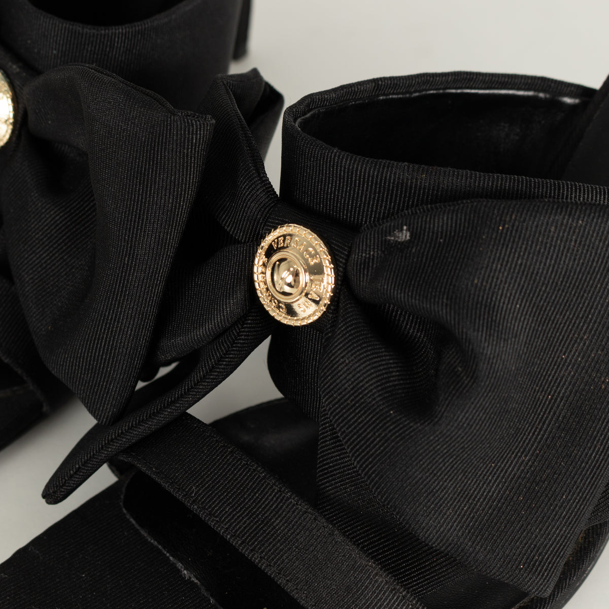 Versace Jeans Couture Black Emily Bow Healed Sandals