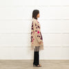 Otto D'Ame Beige With Pink Pattern And Fringed Hem Knit Coat