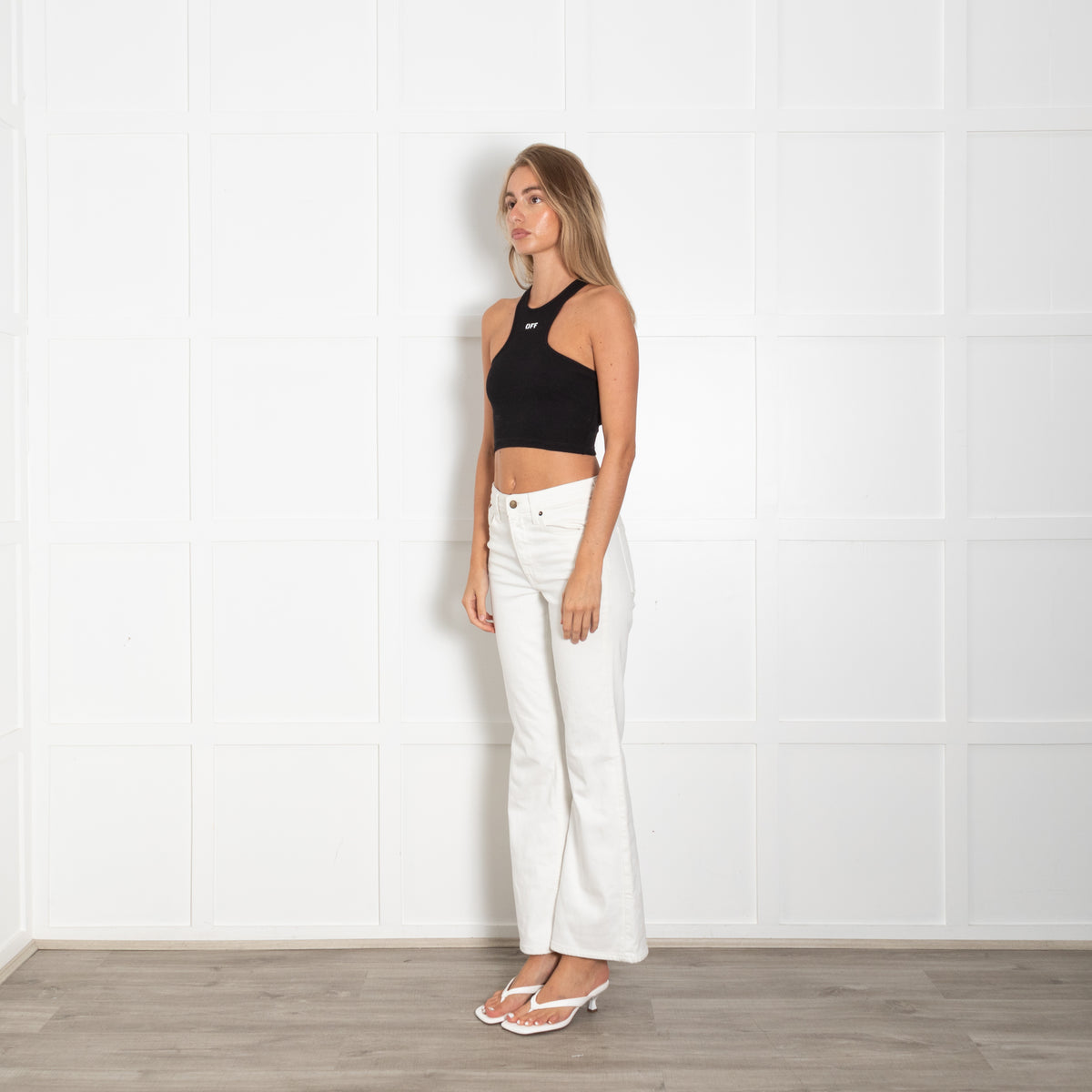 Off White Black White Logo Cropped Vest