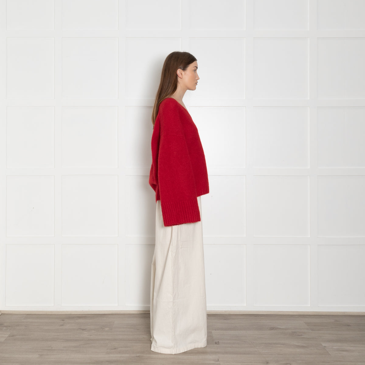 By Malene Birger Red V Neck  Long Sleeve Jumper