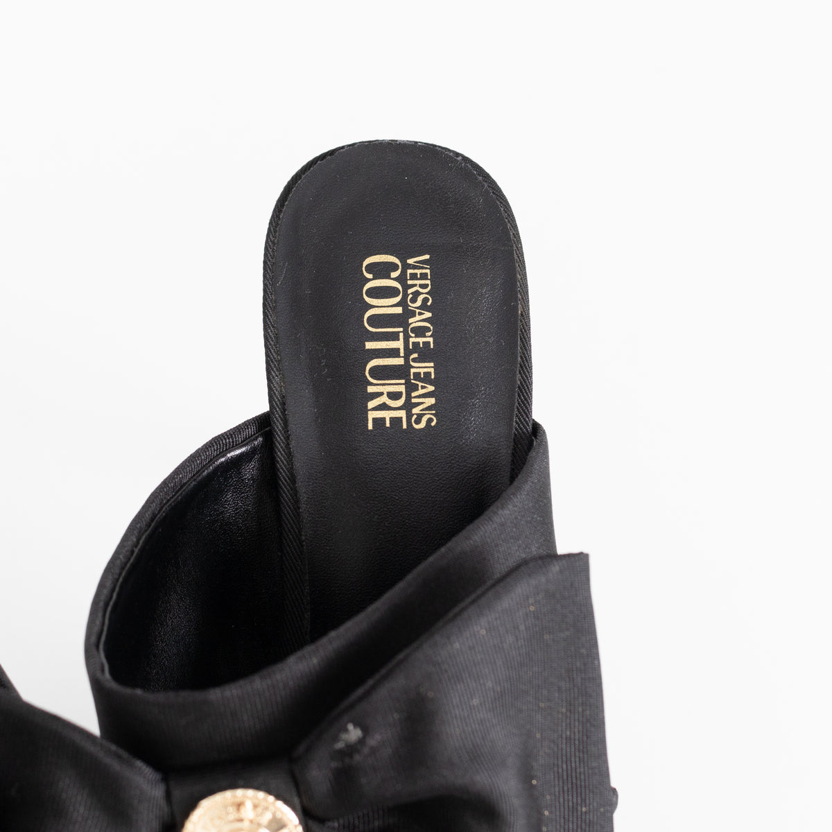 Versace Jeans Couture Black Emily Bow Healed Sandals