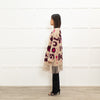 Otto D'Ame Beige With Pink Pattern And Fringed Hem Knit Coat