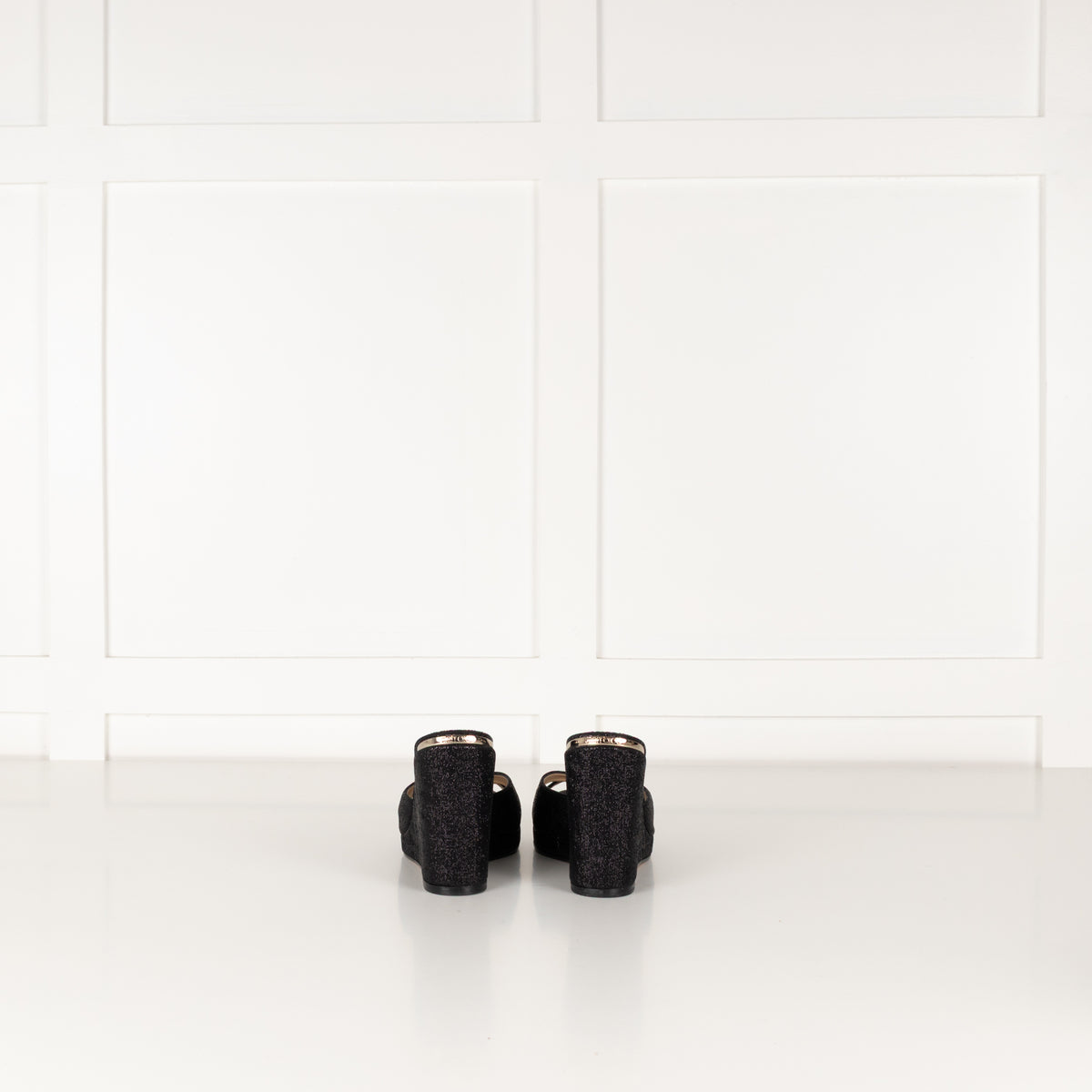 Jimmy Choo Black Shiny Wetlook Wedges