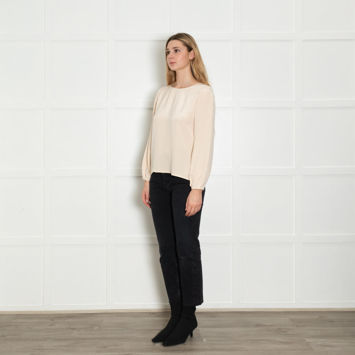 Goat Cream Wide Neck  Silk Blouse