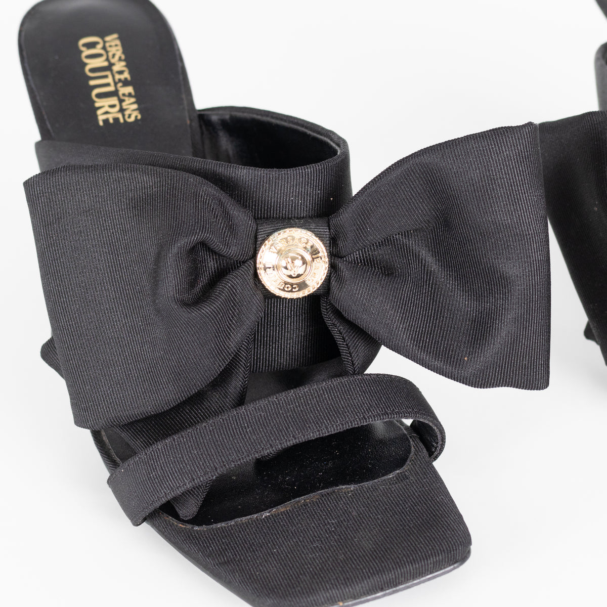 Versace Jeans Couture Black Emily Bow Healed Sandals