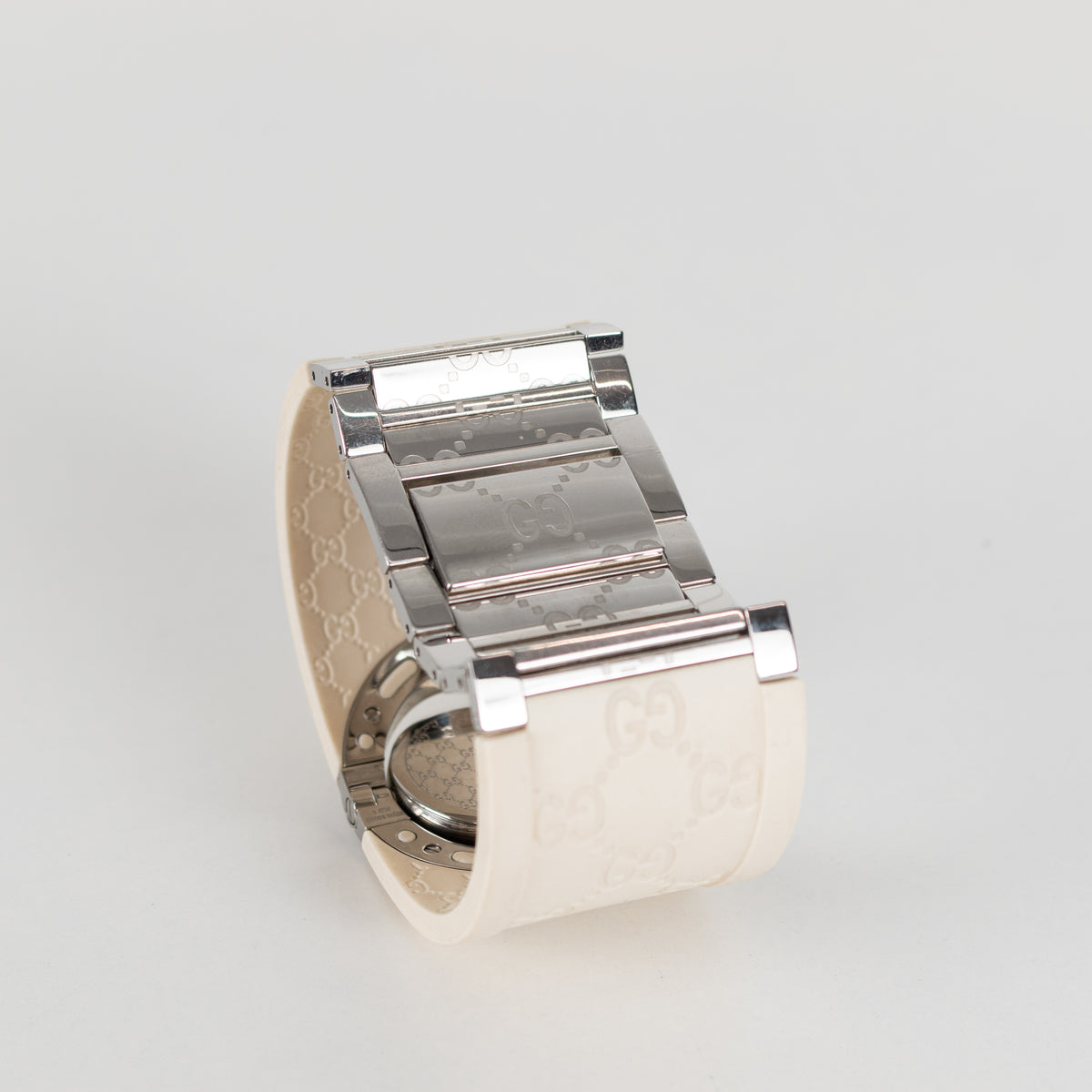 Gucci White Rubber Twirl Stainless Steel Watch