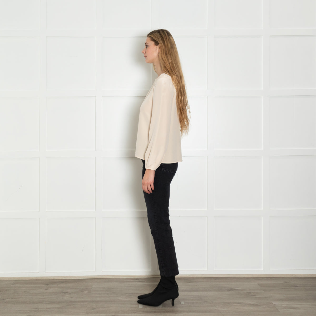 Goat Cream Wide Neck  Silk Blouse