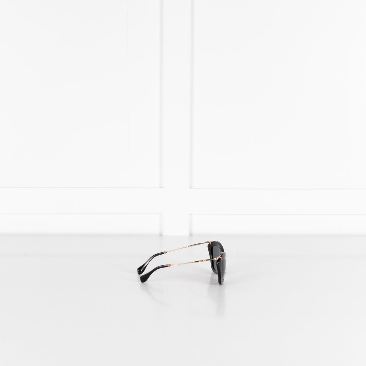 Miu Miu Black Acetate & Gold Metal Frame Sunglasses