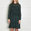 M Missoni Teal Black Knit Frill Trim Long Sleeve Dress With Slip