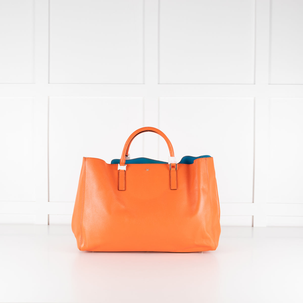 Anya Hindmarch Orange Grained Leather Tote Bag