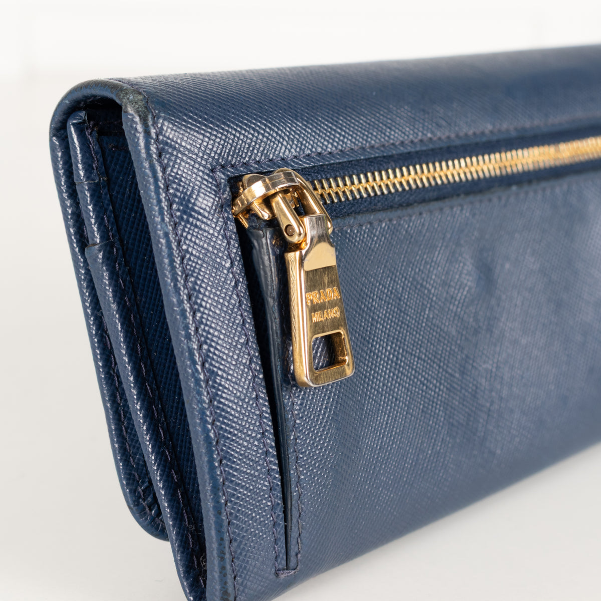 Prada Blue Saffiano Leather Long Wallet