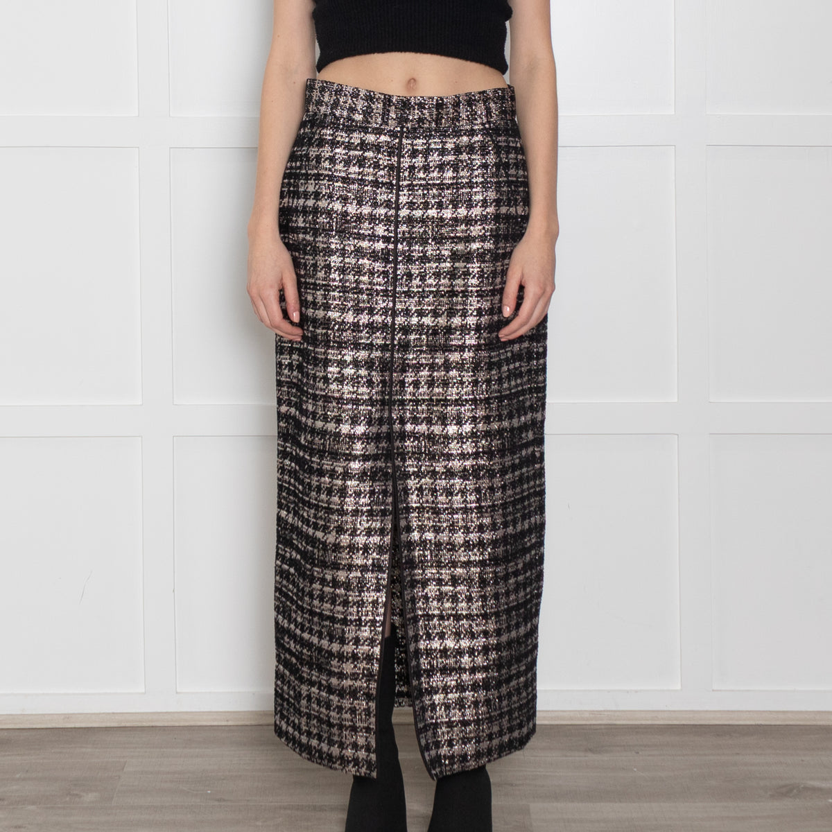 Wiggy Kit Black and Rose Gold Lurex Pencil Skirt