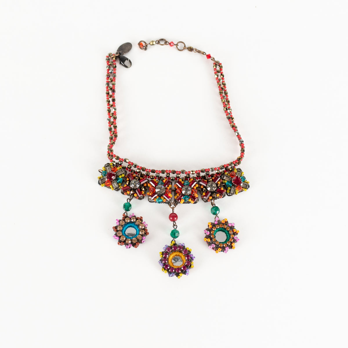 Erickson Beamon Multi Colour Crystal Three Hanging Pendant Choker