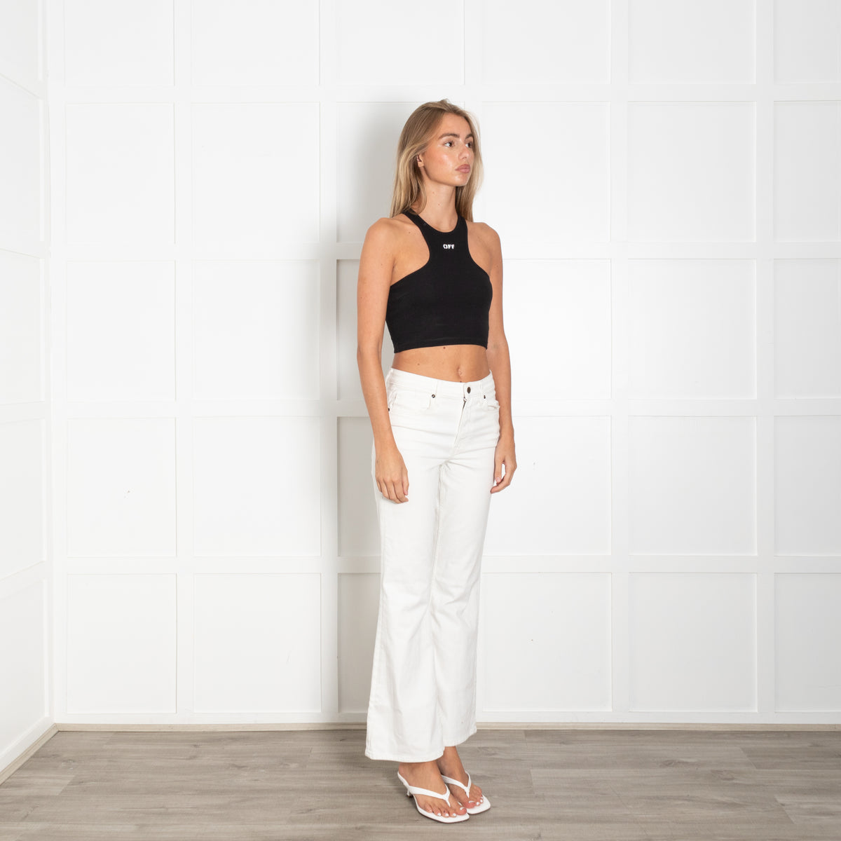 Off White Black White Logo Cropped Vest