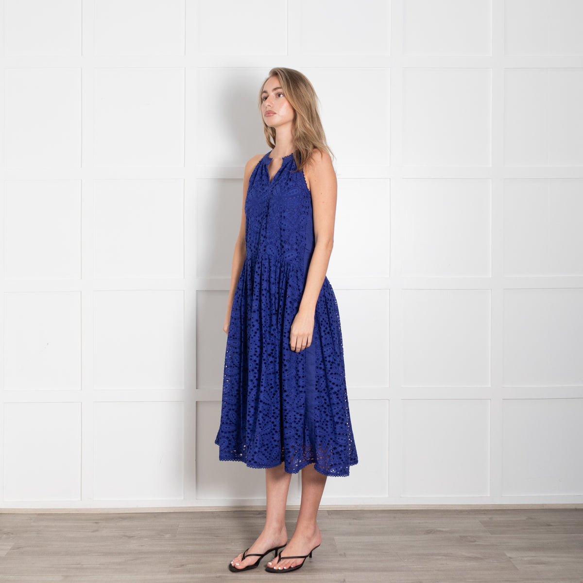 Me + Em Blue Broderie Anglaise Sleeveless Dress