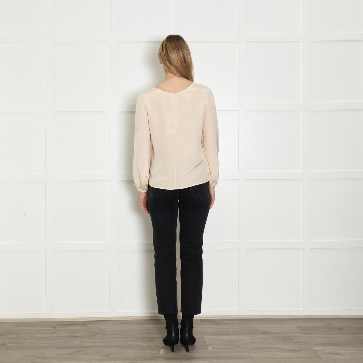 Goat Cream Wide Neck  Silk Blouse
