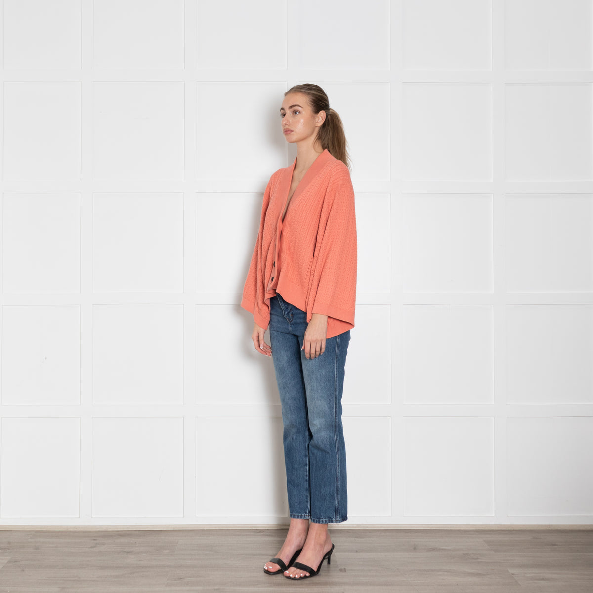 Mr Mittens Orange Cable Cotton Wide Sleeve Cardigan