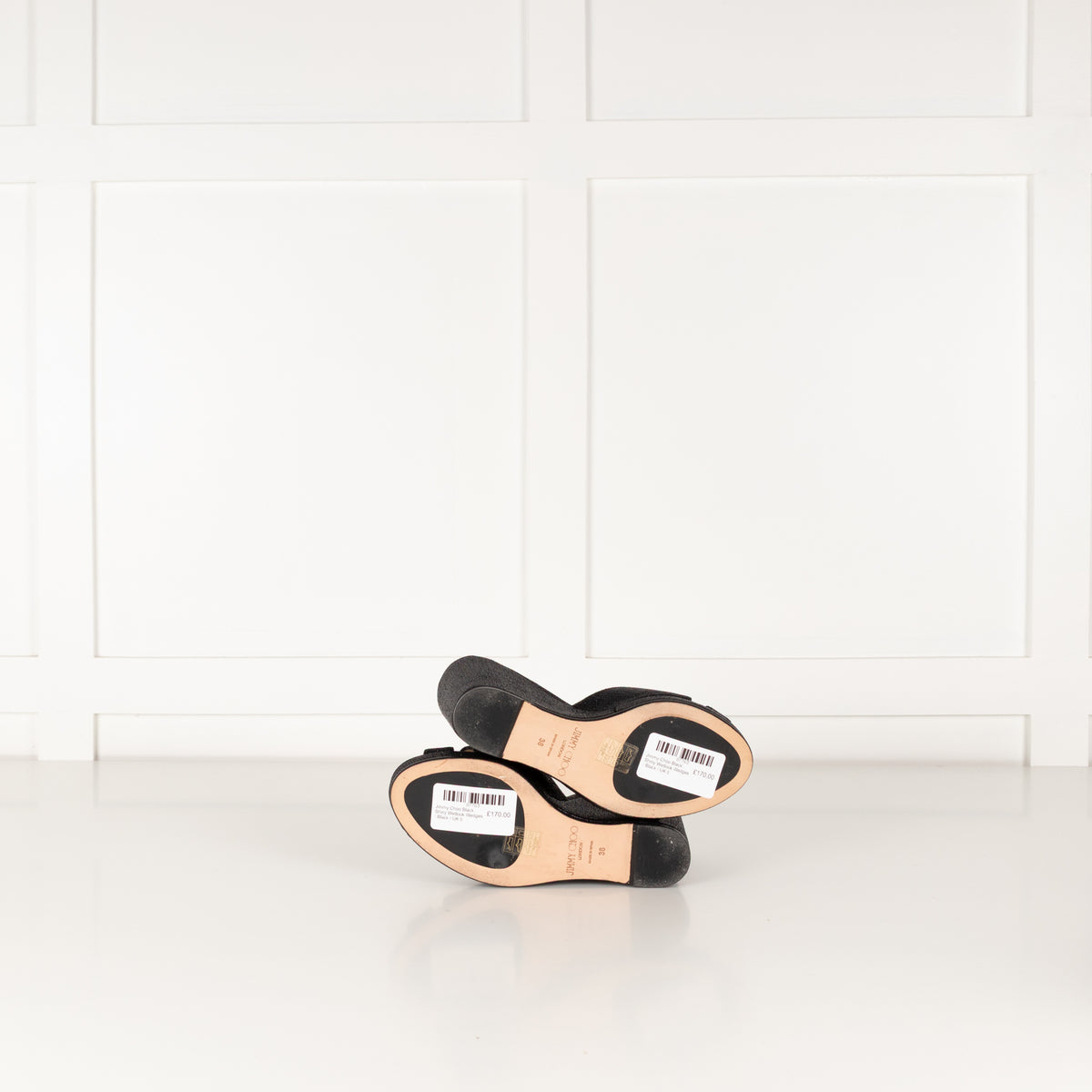 Jimmy Choo Black Shiny Wetlook Wedges