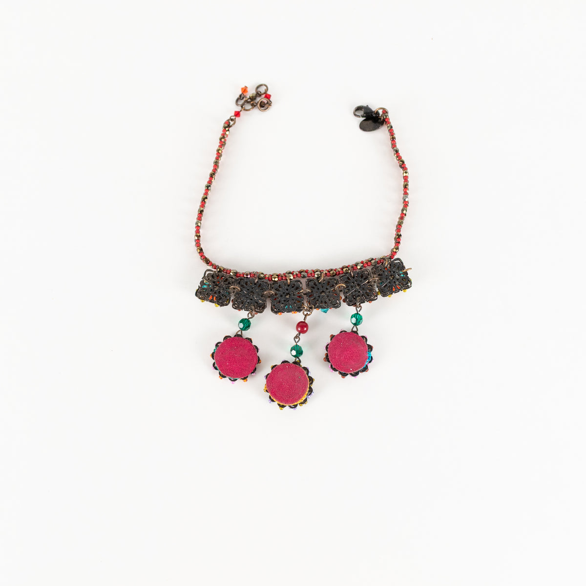 Erickson Beamon Multi Colour Crystal Three Hanging Pendant Choker
