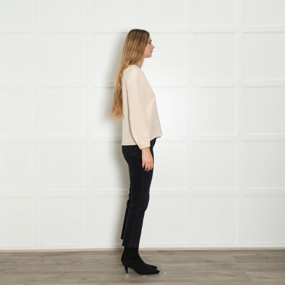 Goat Cream Wide Neck  Silk Blouse