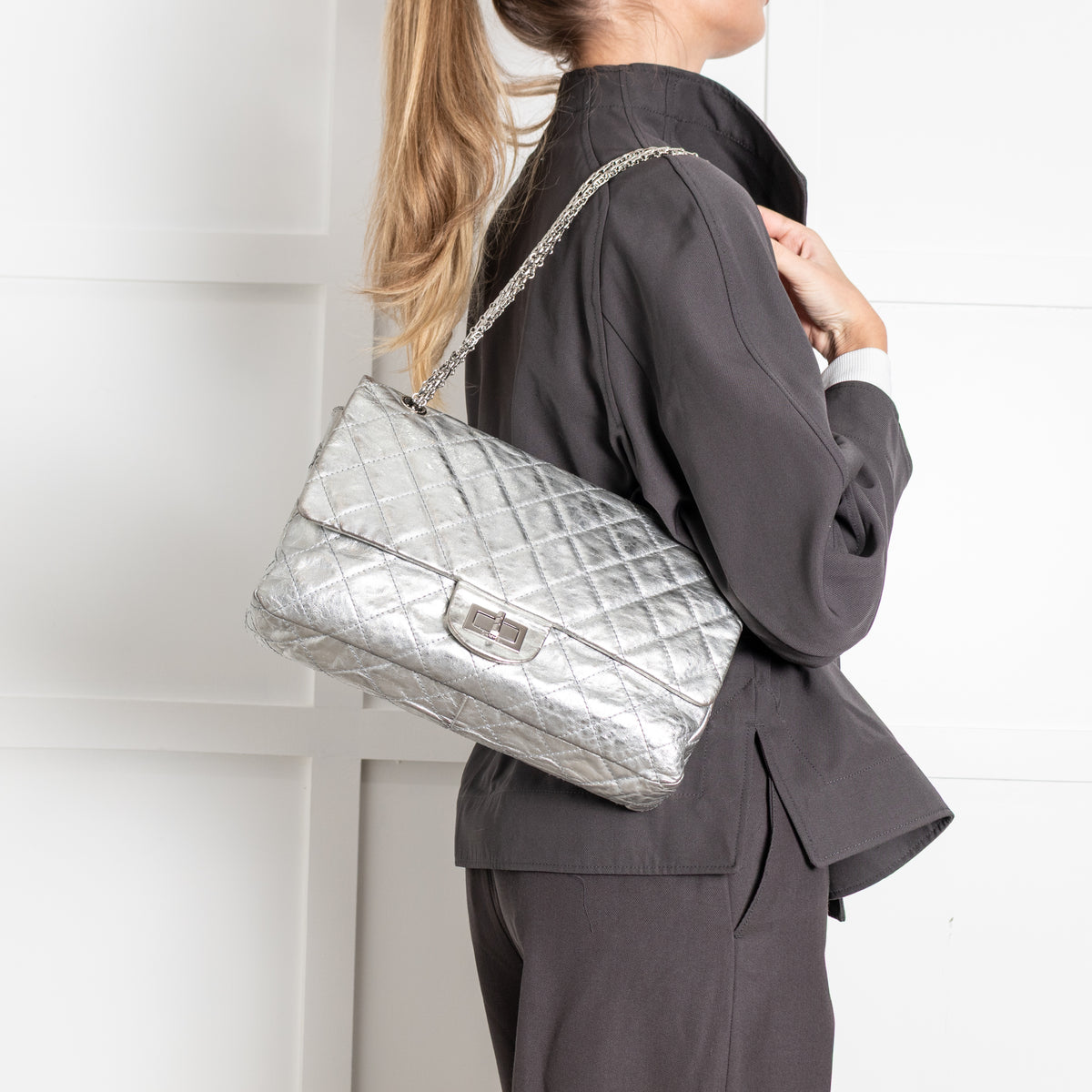 Chanel Silver Reissue 2.55 Leather Bag
