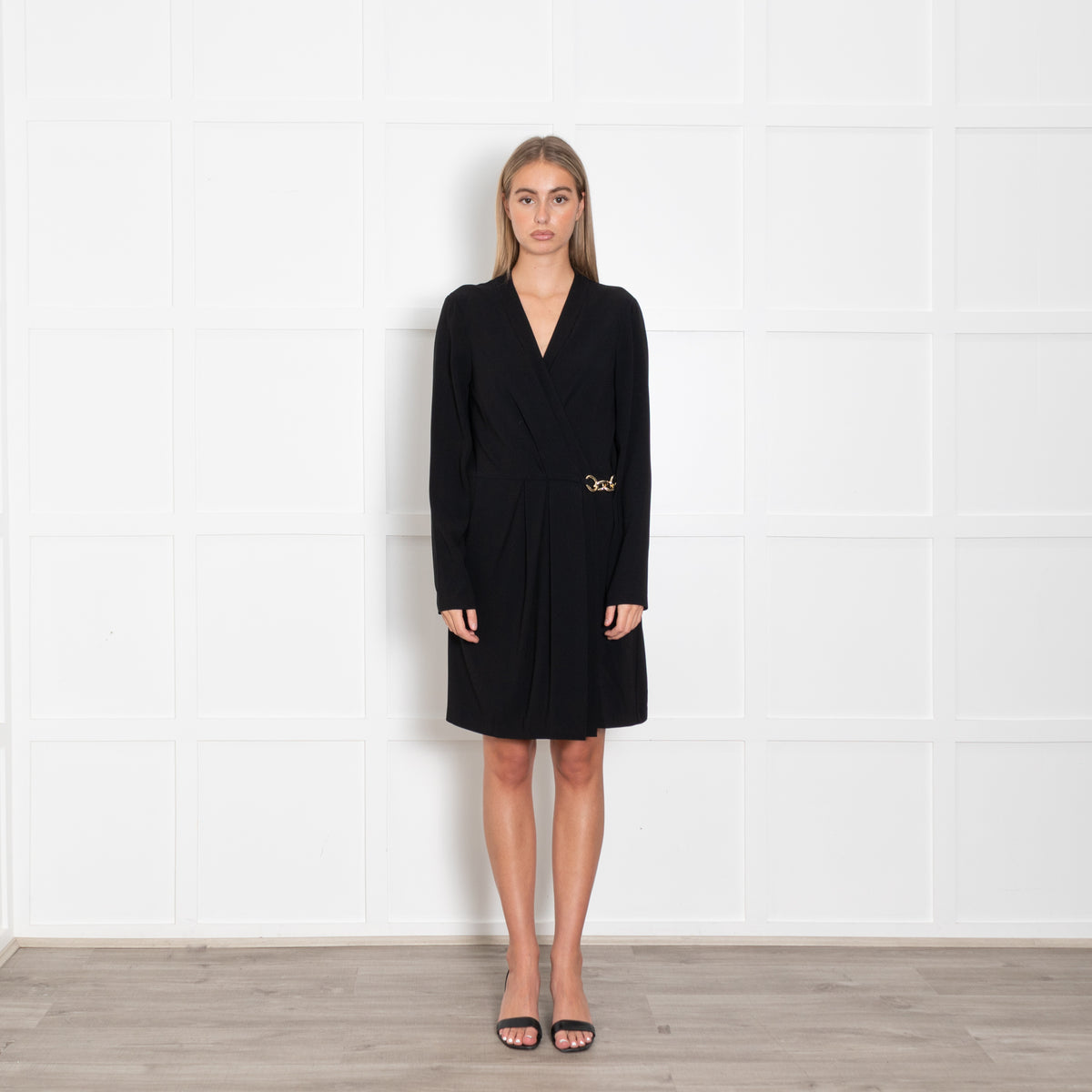 Diane Von Furstenberg Black Chain Wrap Dress