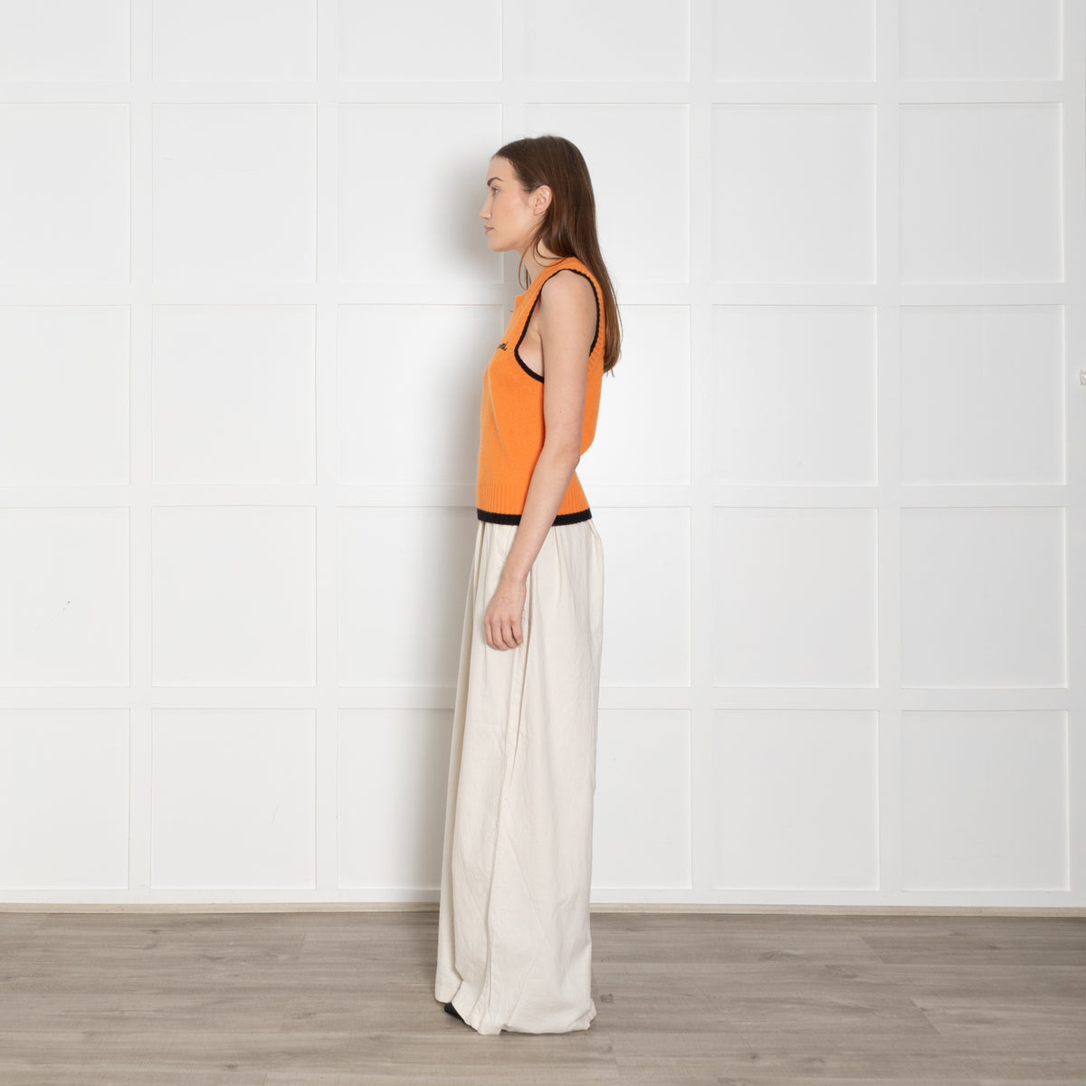 Ganni Orange Bead Embellished Wool and Cashmere Vest