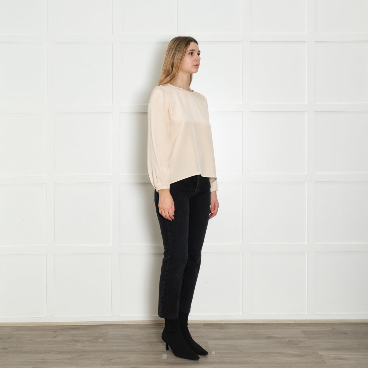 Goat Cream Wide Neck  Silk Blouse