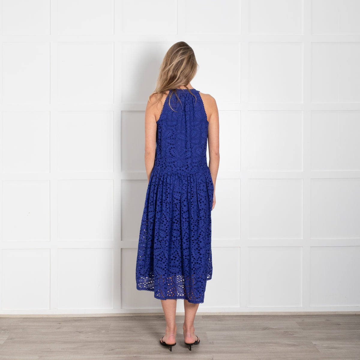 Me + Em Blue Broderie Anglaise Sleeveless Dress