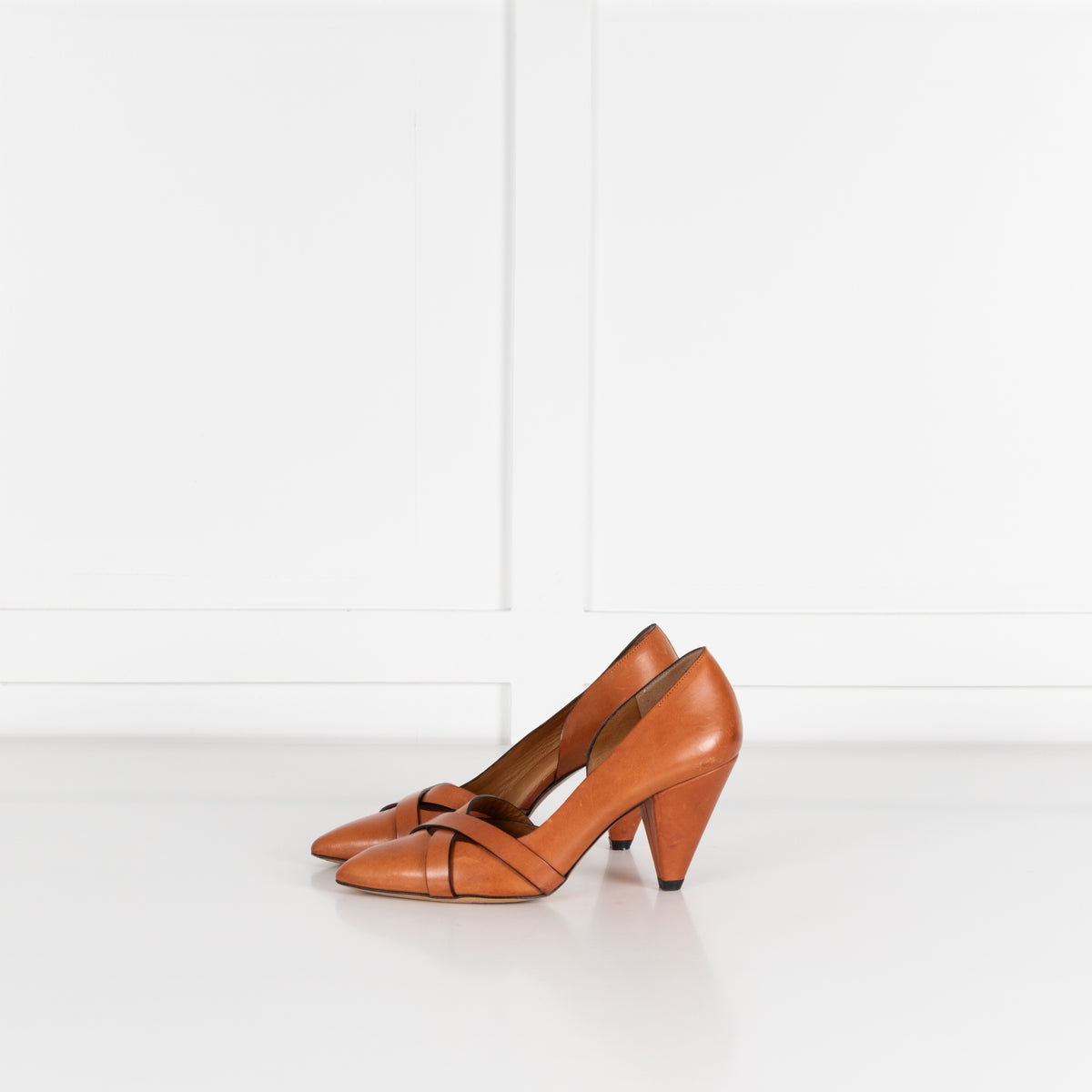 Isabel Marant Etoile Tan Leather Cone Shaped Heel Shoes