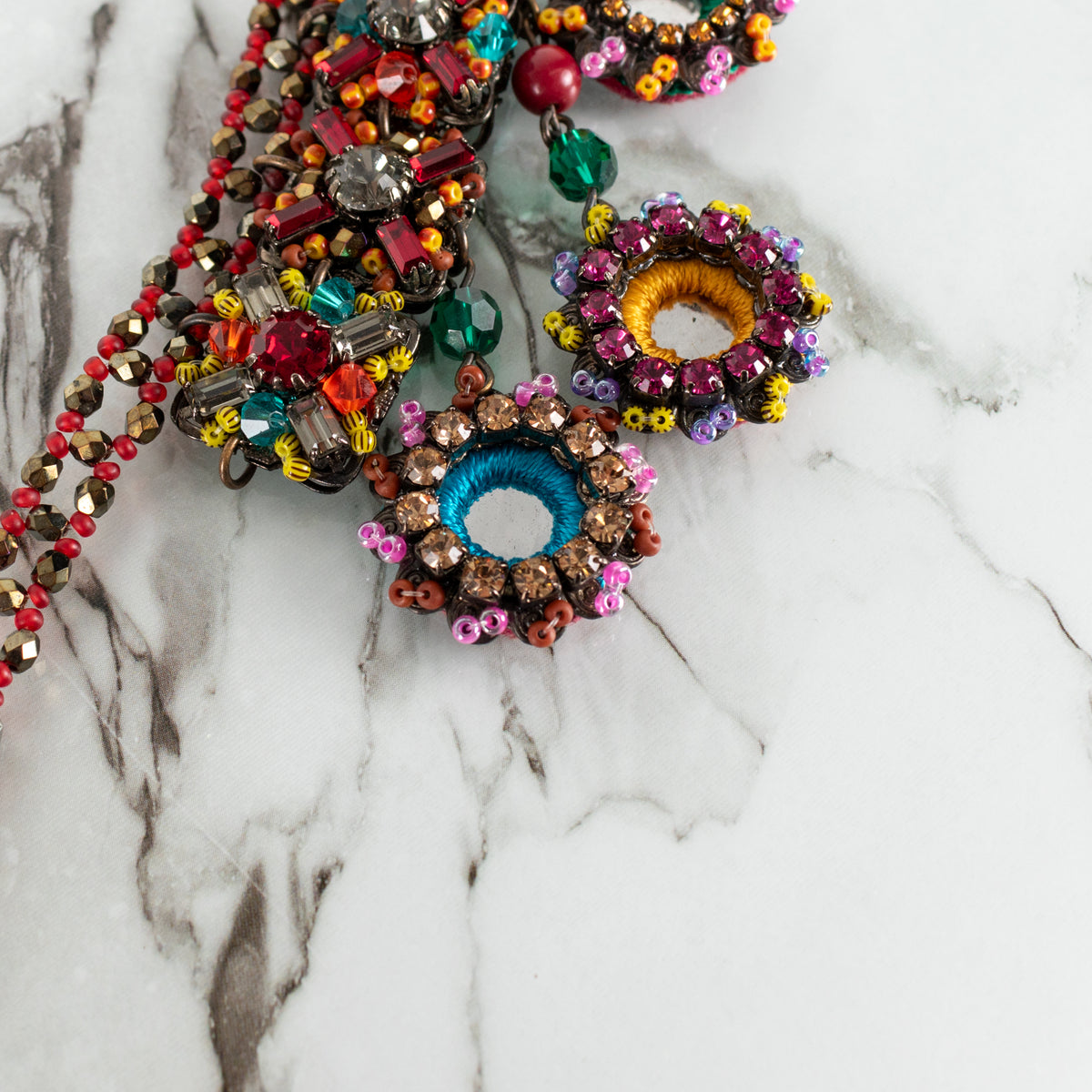 Erickson Beamon Multi Colour Crystal Three Hanging Pendant Choker