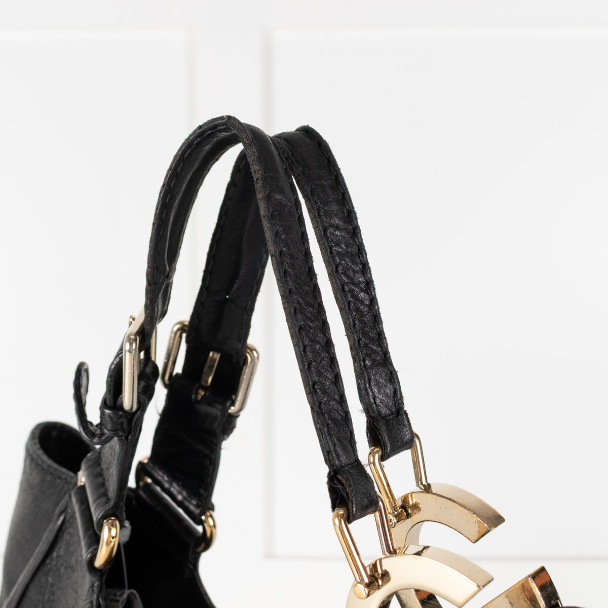Gucci Guccissima Black Leather Vintage Shoulder Bag