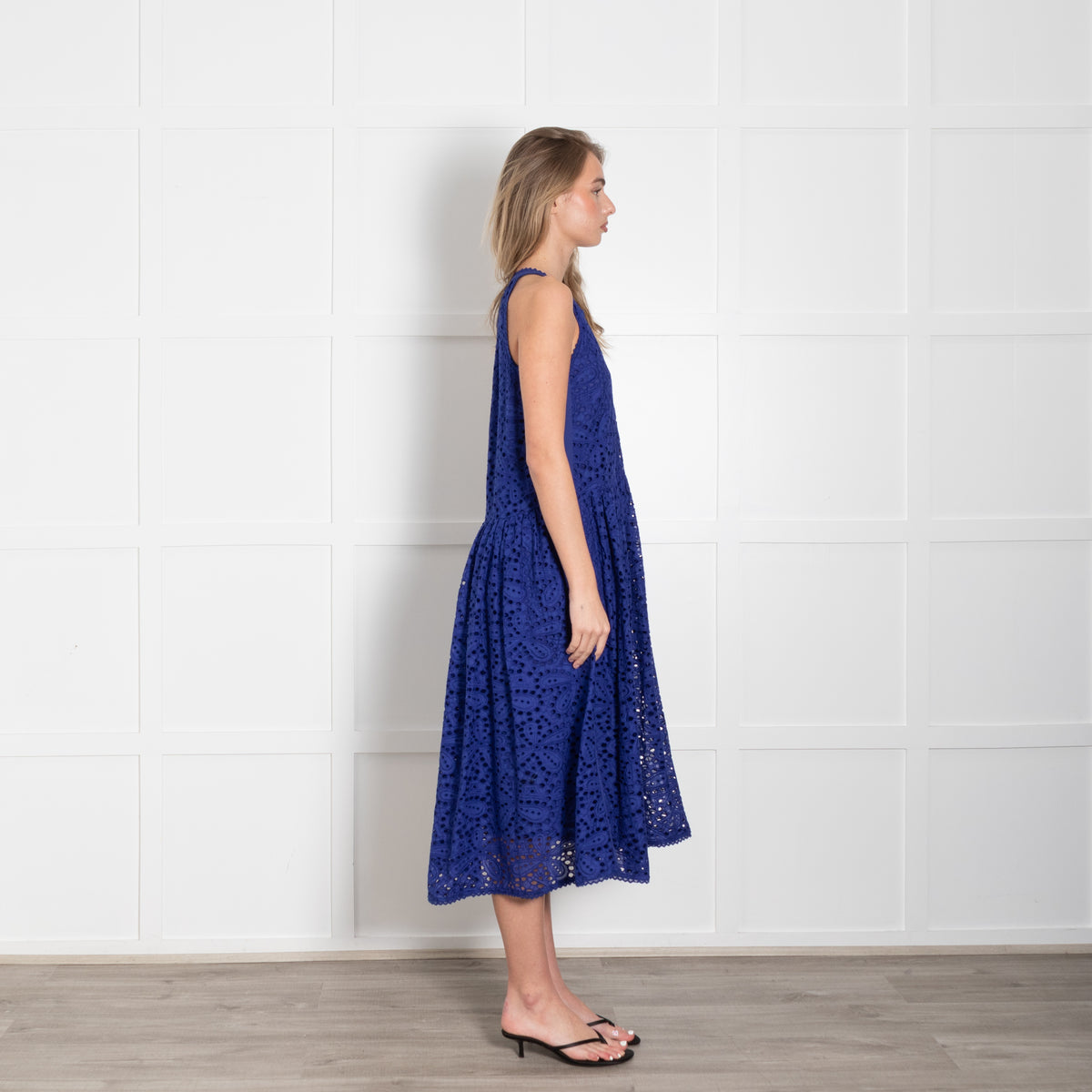 Me + Em Blue Broderie Anglaise Sleeveless Dress