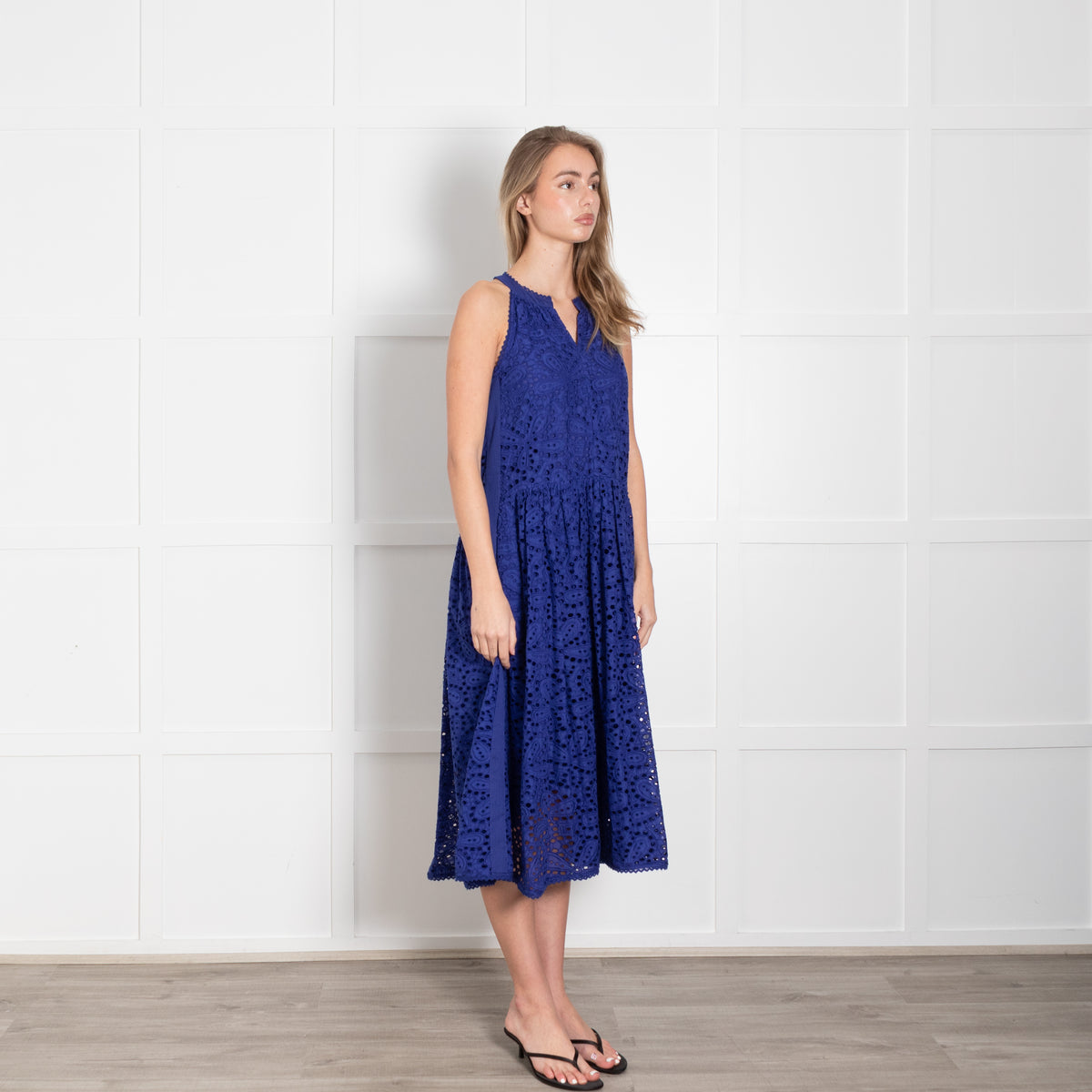 Me + Em Blue Broderie Anglaise Sleeveless Dress