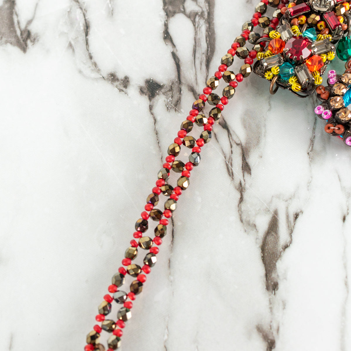 Erickson Beamon Multi Colour Crystal Three Hanging Pendant Choker