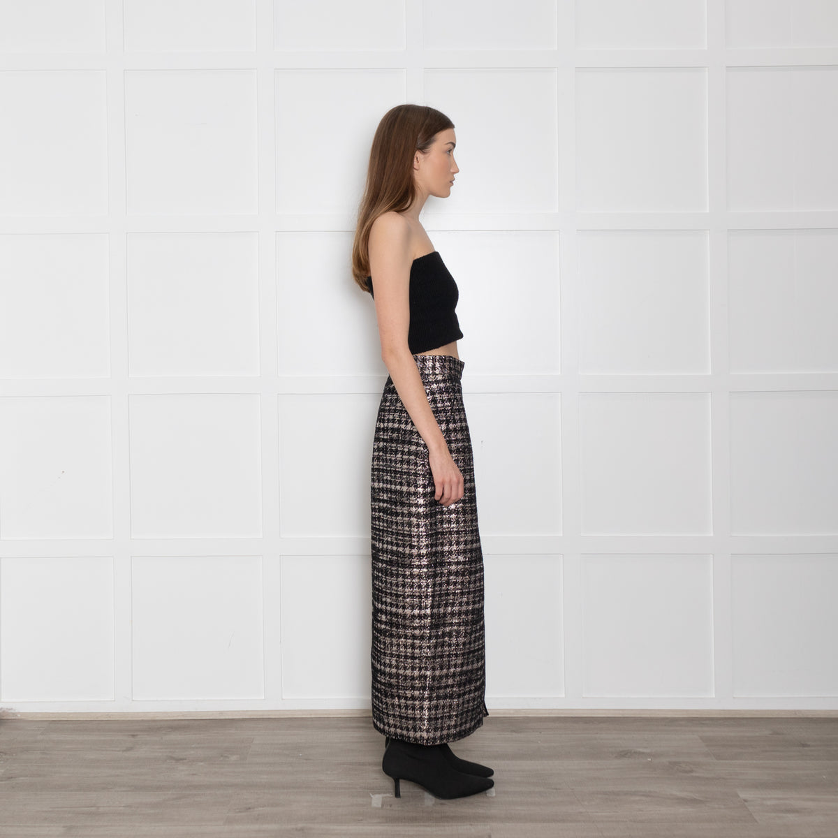 Wiggy Kit Black and Rose Gold Lurex Pencil Skirt